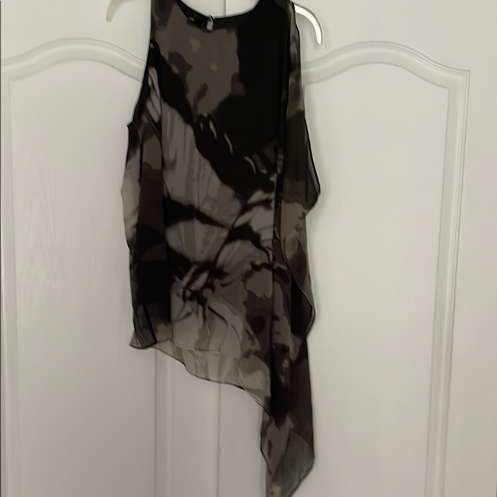 Asymmetrical Black and Gray Sleeveless Top